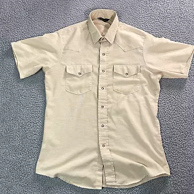 Vintage Lee Pearl Snap Shirt Men's Button Up Western Short Sleeve 70s Large • $24.99