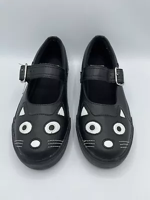 TUK Anarchic Women's Black Mary Jane Kitty Cat Face Leather Shoes Size 10  2016 • $51.99