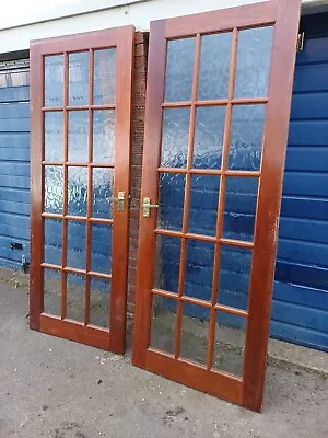 X2 Solid Hardwood Doors Glazed Internal Obscure Glass Panels • £10