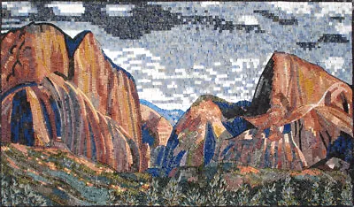 LS039 57.09 ×33.46  Landscape Mountains Sky Marble Mosaic Art • $1489