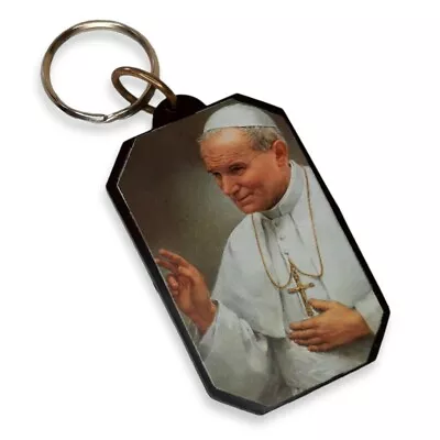 Pope John Paul II Keychain 24kt Gold Leaf Papal Church Crest Karol Józef Wojtyła • $9.95