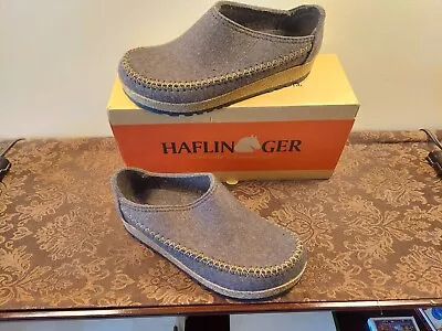 New Haflinger Smokey Brn Grizzly Cross Stitch Wm Sz 39 Usa 8.5 Vir Wool Clogs • $74.99