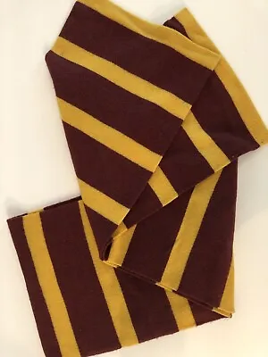 J.Crew Scarf  Wool Cashmere Blend Rugby Stripe Burgundy And Yellow • $18.99