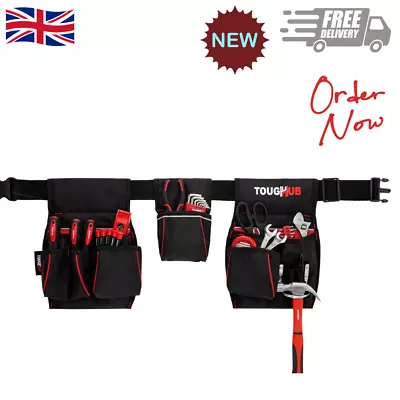 Heavy Duty Work Tool Pouch Multi Pockets Pouch Adjustable Belt With Hammer Loop. • £14.39