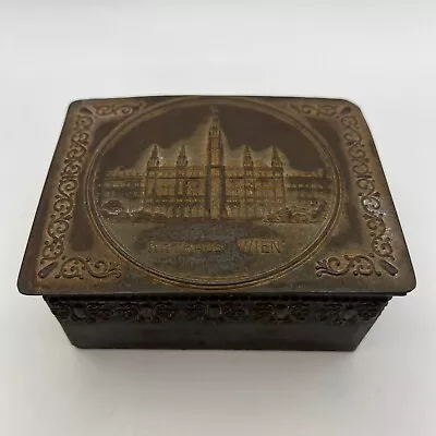 Nice Antique Austrian Ornate Metal Trinket Jewelry Box Hand Etched Wien Gift • $171