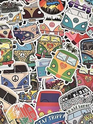 $8 • Buy Set 50 VW Van Bus Stickers Hippie Peace Love Vanlife 2-2.5”