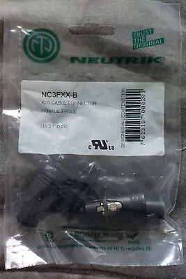 Neutrik NC3FXX-B 3 Pin XLR-F Female Cable Connector Black W/ Gold Contacts • $5.50