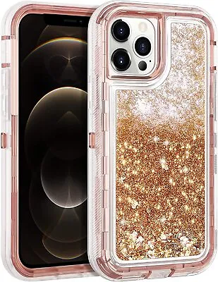 Shockproof Case For IPhone 15 14 Pro Max 13 12 11 SE Liquid Glitter Bling Cover • $15.15