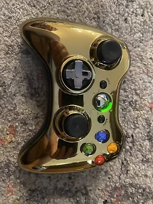 $22 • Buy Microsoft XBOX 360 OEM Wireless Controller Gold Chrome 1403 Tested Working