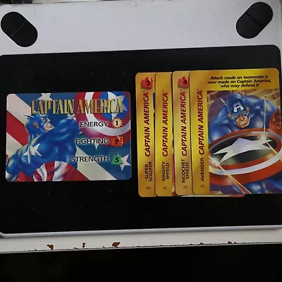 1995 Marvel Overpower CCG Captain America Character Hero Stat Card Plus 4 Cards • £12.95