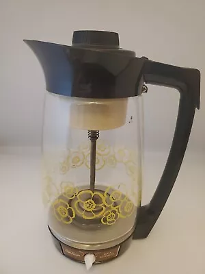 Vintage MCM Sunbeam Coffeemaster Percolator Etched Glass Daisies Tested Working • $65.99