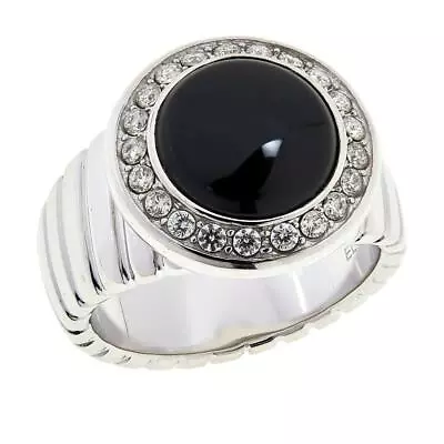 $24.34 • Buy Colleen Lopez Black Cabochon & White Topaz Ring, Size 8