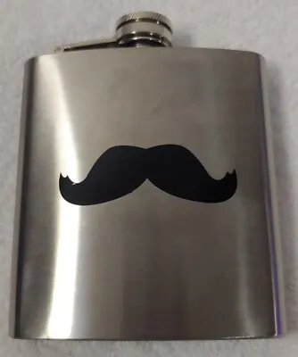6 Oz Stainless Steel Flask With Mustache • $2.99