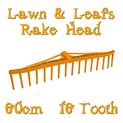 Lawn & Leaf Plastic Rake Head Heavy Duty Replacement ❀ 60cm Wide ❀ 16 Tooth ❀ EU • £6.49
