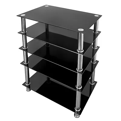 $160.36 • Buy 5-Tier AV Component Media Stand Stereo Cabinet Audio Video Tower Glass Console