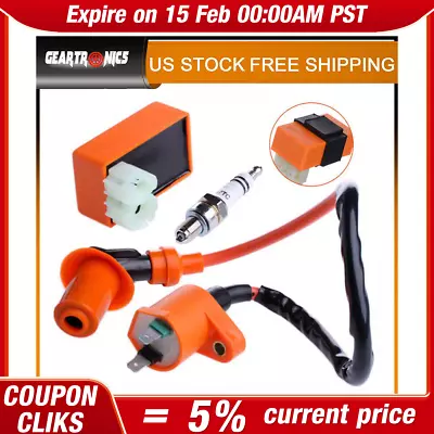 For GY6 50cc -150cc ATV SCOOTER MOPED RACING AC CDI BOX IGNITION COIL SPARK PLUG • $9.29