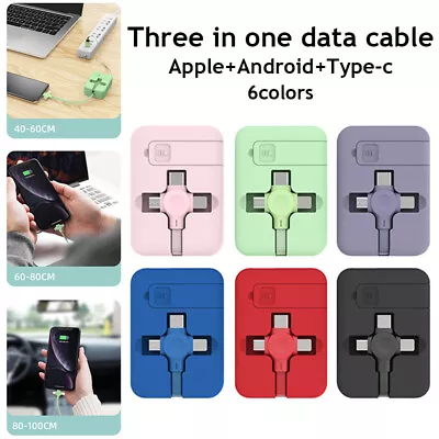 3 In 1 Retractable USB Charger Data Cable W/ Phone Stand Type C Micro USB Cable • $4.60