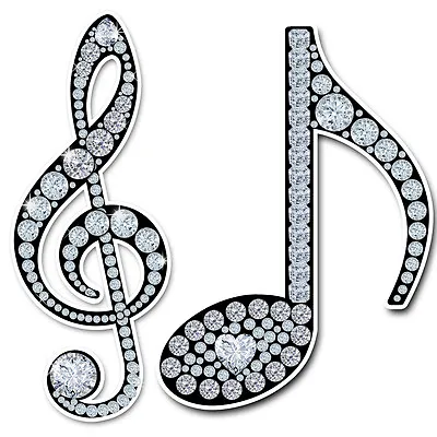 Musical Note  Bling  / Treble Clef 6  Tall Bumper Sticker Wall Car Decal Outdoor • $4