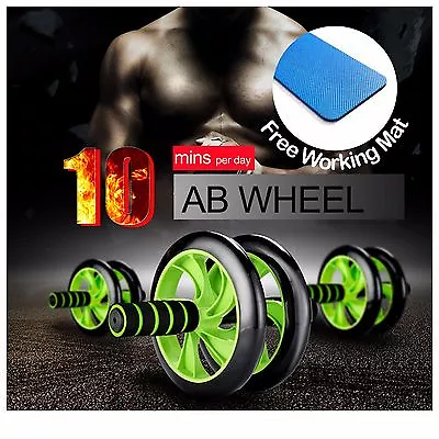 AB ROLLER Hand Wheel Abdominal Waist Workout Exercise Gym Fitness With Knee Mat • $16.99