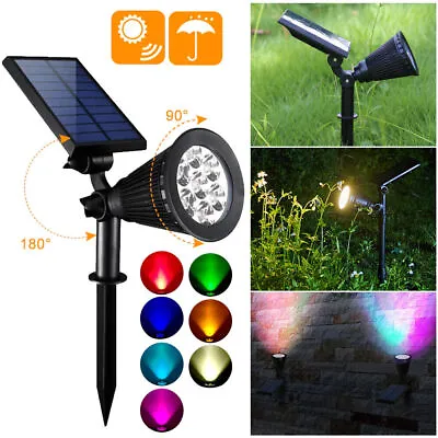 7LED Solar Spot Lights LED Colour Changing Projection Stake Garden Light Outdoor • £9.99