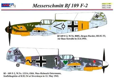 AML Models Decals 1/32 MESSERSCHMITT Bf-109F-2 German Fighter With Masks • $7.99