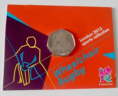 2012 London Olympic WHEELCHAIR RUGBY 50p Coin Uncirculated In Sealed Card • £7.50