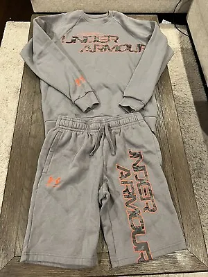 Mens Under Armour Sweatsuit Track Suit Sweatshirt & Sweat Shorts Set Gray S • $78