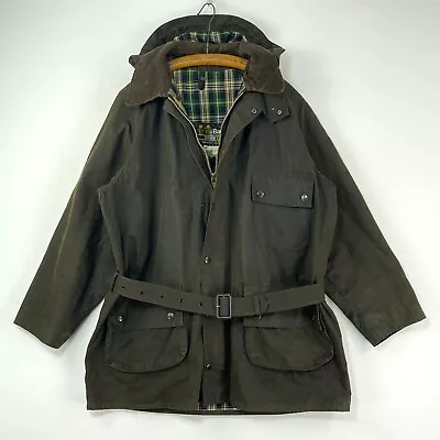 Barbour A98 Solway Zipper Wax Jacket Mens C44 XL Green Classic Vintage 2 Crest • $272.29