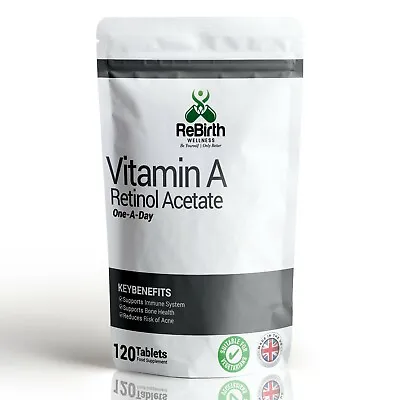 Vitamin A 5000IU- 120 Tablets - Natural Form As Retinol Acetate - Skin Vision • £4.49