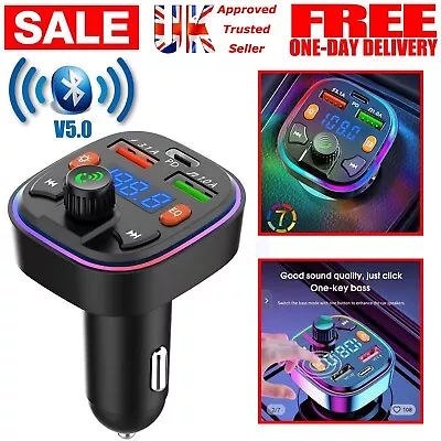 Uk Car Wireless Bluetooth Fm Transmitter Mp3 Player Usb Car Charger Adapter • £10.99