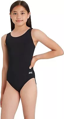 Zoggs Girls Cottesloe Black Sports Back Swimsuit Swimming Costume BNWT • £11.95