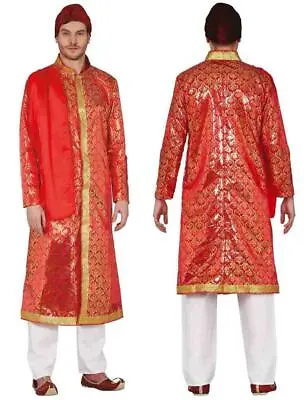 Men's Elegant Indian Tunic & Turban Bollywood Fancy Dress Costume • £23.89