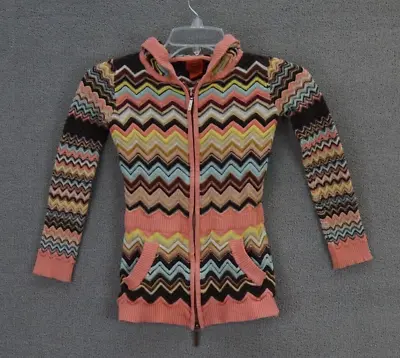 Girl's MISSONI For Target Size M Zip-Front Hoody Sweater Zig-Zag Chevron Pattern • $13.99