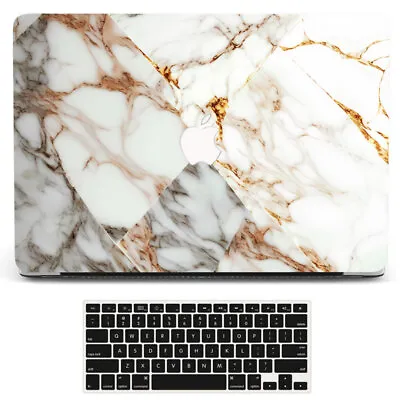 Spliced White Amber Marble Case For Macbook M2 Air 15 M1 13 Pro 16 14 11 12 Inch • £7.19