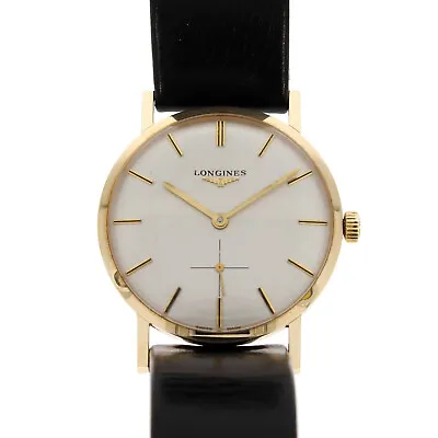 Longines 23034 Gold Hand Wound Gents Watch Original Leather Strap & Buckle • £1299