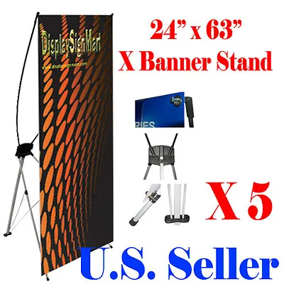 5 PcS X Banner Stand 24  X 63  W/ Free Bag  Trade Show Display Banner X-banner  • $89.95