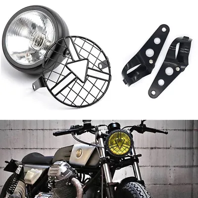 Motorcycle Headlight 6.5 '' Halogen Head Lamp & Cover For Harley Honda Bobber • $35.04