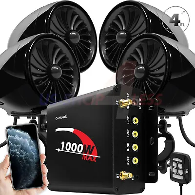 1000W Bluetooth Motorcycle Stereo 4 Speakers Audio MP3 System AUX USB FM Radio • $272.99