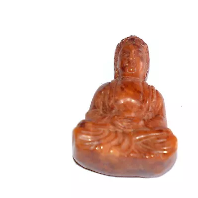 Nephrite Jade Carved Sculpture Seated Shakyamuni  Buddha Praying ( Brown Jade) • £25