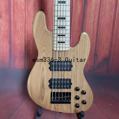 6-String Brown Color Electric Bass Solid ASH Body Active Pickups Black Hardware • $295