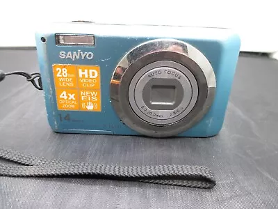 Sanyo VPC X1400 14.0MP Digital Camera - Blue. Tested Broken LCD • $10