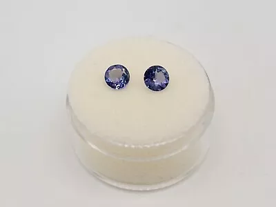 $1500 1ct 5mm ROUND Matched Pair Natural Tanzanite LOOSE GEM SET • $0.99