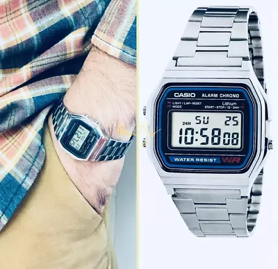 View Details Casio Digital RETRO Chrono Stainless Steel A158WA Unisex Watch • 15.99£