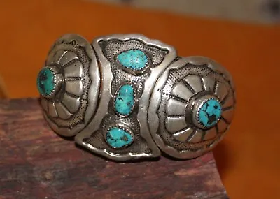 $999 • Buy Sterling Morenci Turquoise Pyrite Cuff Bracelet Native American Old Pawn