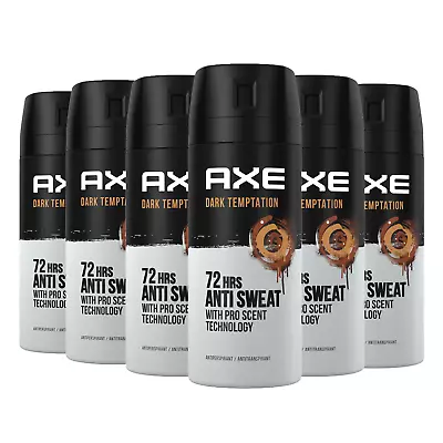 £14.46 • Buy 6x AXE Deo Dark Temptation 72H Anti Sweat Anti Perspirant Je150ml Deodorant