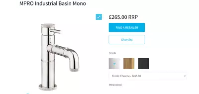 Crosswater MPro Industrial Basin Mixer Chrome (PR110DNC)  RRP £265 • £125