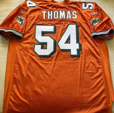 Zach Thomas Miami Dolphins 2003 2004 Authentic Reebok Orange Game Model Jersey • $399.99