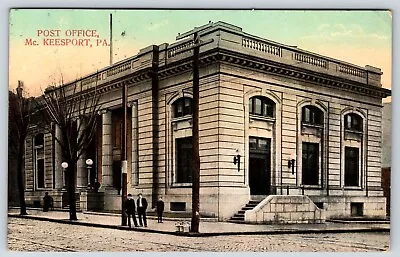 Postcard McKeesport PA Post Office Allegheny County Pennsylvania Men On Street • $8.95