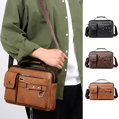 Men's Shoulder Messenger Bag PU Leather Handbag Business Crossbody Bag Briefcase • $16.71
