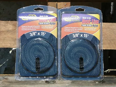 2 Marpac Premier 3/8  X 15' Double Braid Nylon Dock Line Boat Mooring Line BLACK • $20.99